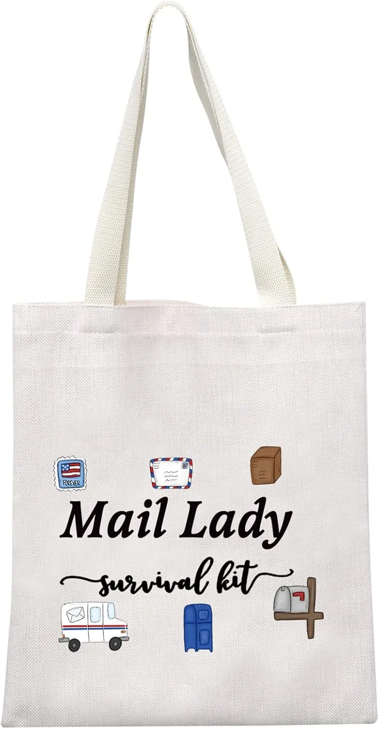 GJTIM Mail Lady Survival Kit Postal Worker Gift Zipper Pouch Makeup Bag Appreciation Gift for Mail Carrier Mailman (Survival Mail Lady Tote)