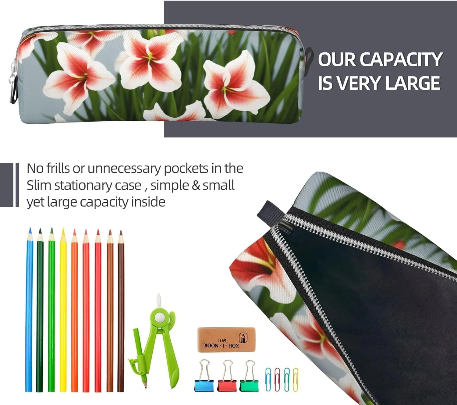Gladioluses Pencil Case Pu Leather Cute Small Pencil Case Pencil Pouch Storage Bag With Zipper