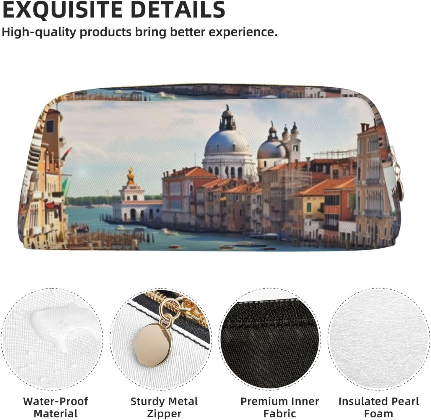 Grand canal in Italy Makeup Bag for Women Men Travel Toiletry Bag Aesthetic Purse Pouch Large Pencil Case