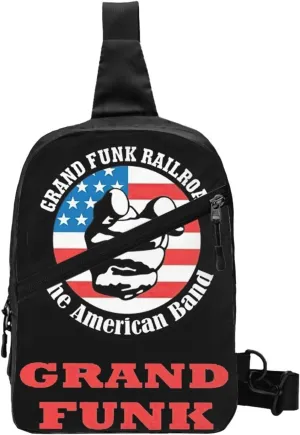 Grand Music Funk Railroad Crossbody Bag Chest Handbag Sling Bag Adjustable Shoulder Bag Comfortable Chest Package Foldable Multipurpose Daypack for Hiking