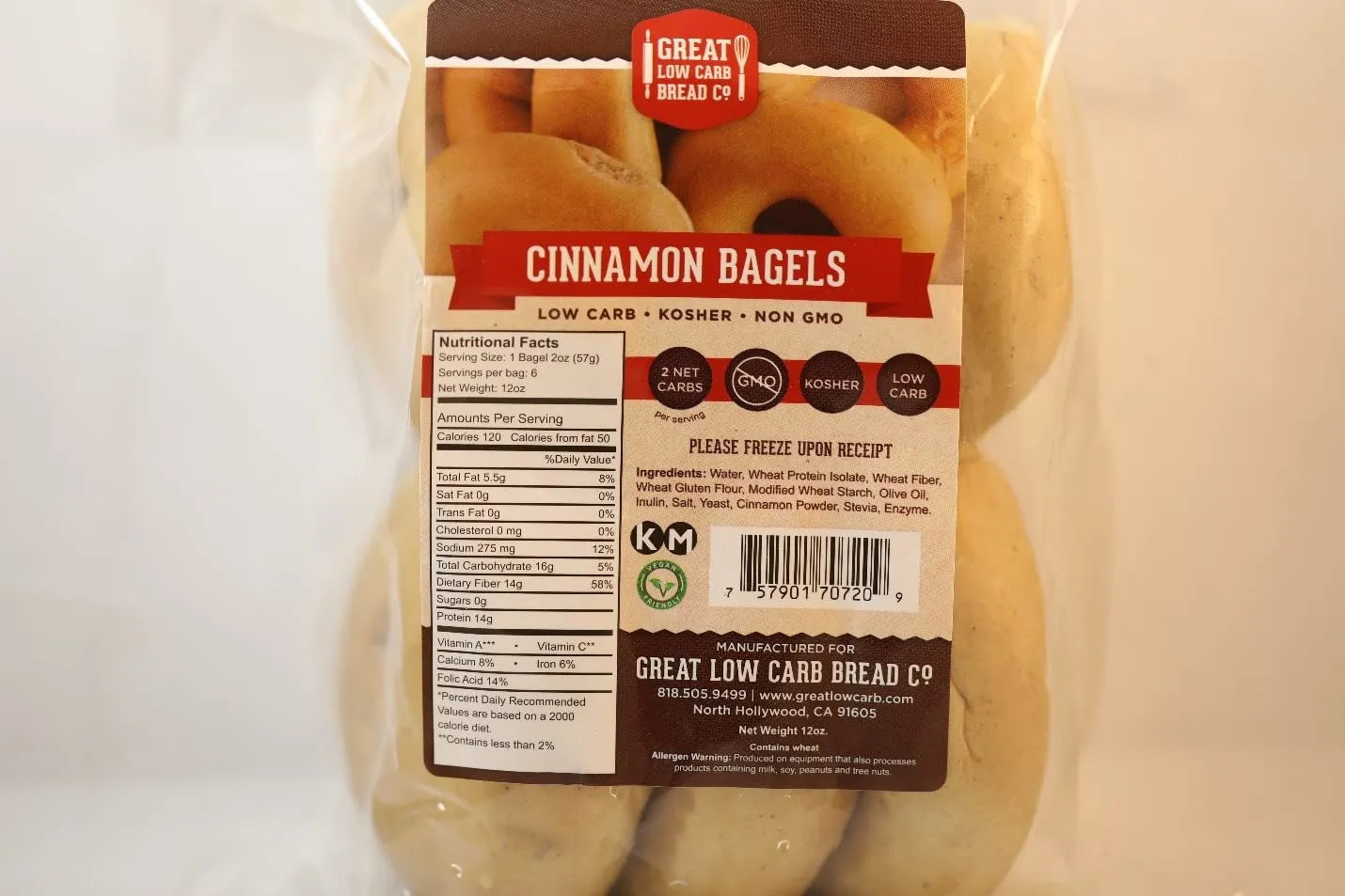 Great Low Carb Cinnamon Bagels 2 Bags