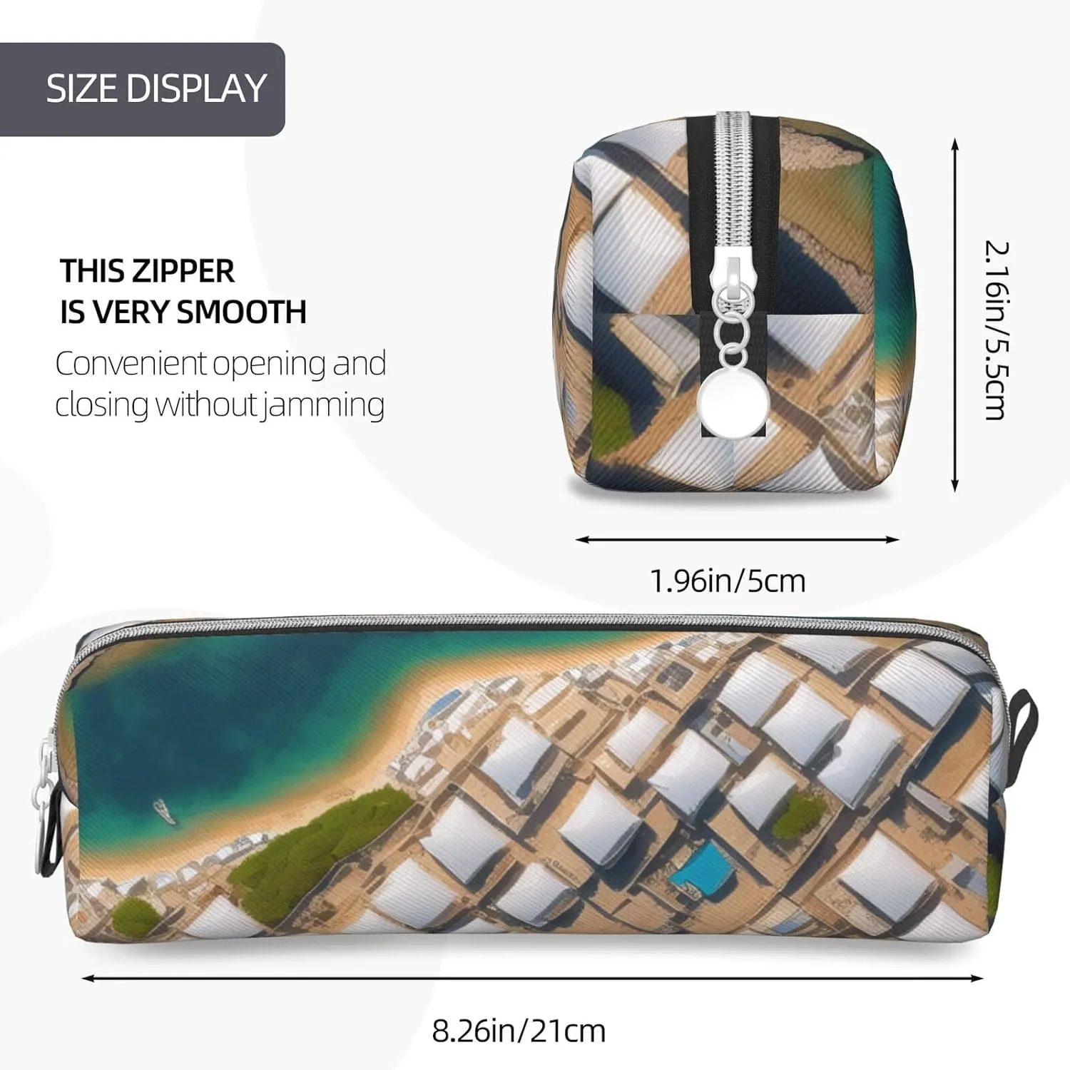 Greek Architecture Printed Patterns Pencil Case Pu Leather Cute Small Pencil Case Pencil Pouch Storage Bag With Zipper
