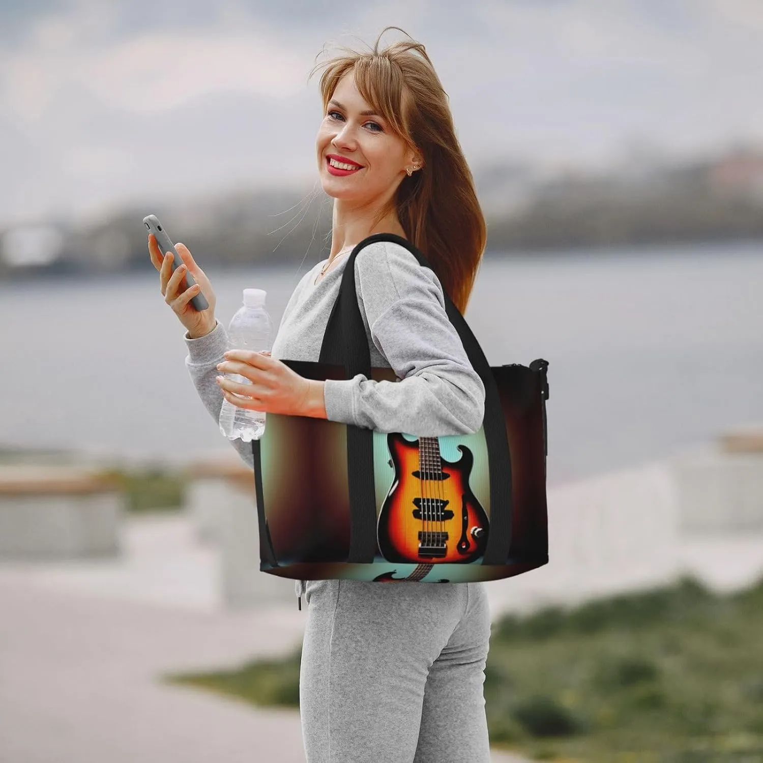 Guitar Bass Music Musical Instrument Travel Bags, Weekender Carry On For Women, Sports Gym Bag, Workout Duffel Bag,Overnight
