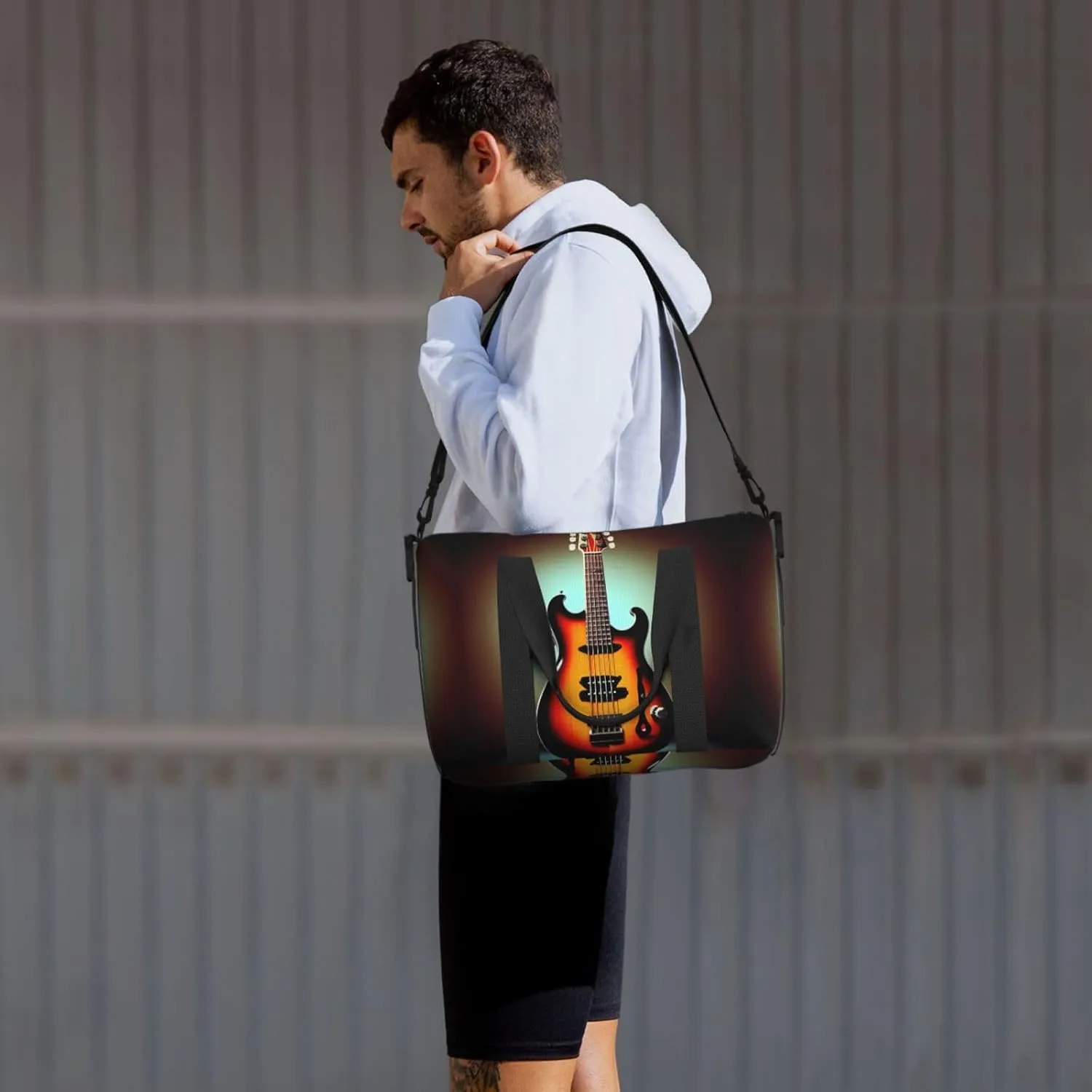 Guitar Bass Music Musical Instrument Travel Bags, Weekender Carry On For Women, Sports Gym Bag, Workout Duffel Bag,Overnight
