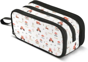 GuoChe Car Tractor Farm Mill Trailer Haystack Nylon Pencil Bags For School Large Capacity Pencil Case For Boys School Stationery for Office Kids