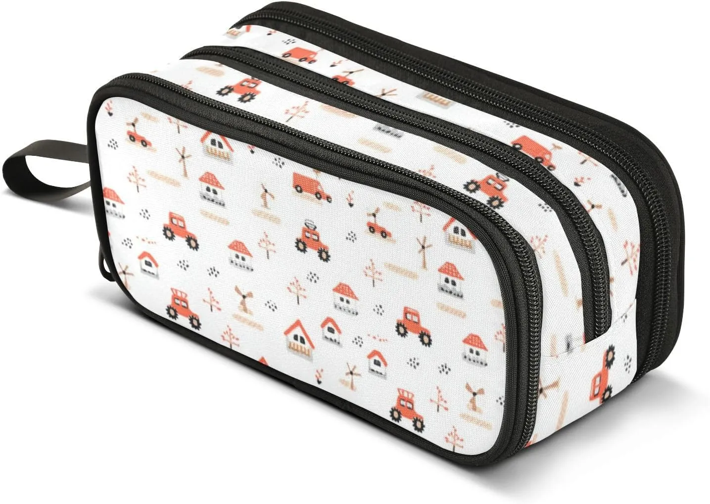 GuoChe Car Tractor Farm Mill Trailer Haystack Nylon Pencil Bags For School Large Capacity Pencil Case For Boys School Stationery for Office Kids