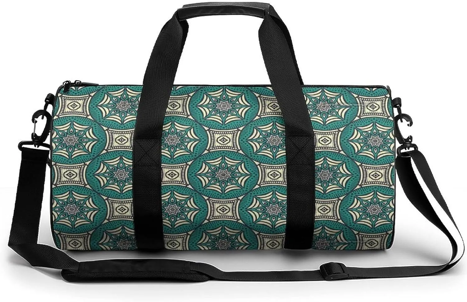 Gym Bag for Men Women Lightweight Sports Duffle Bag with Multiple Compartments Cylindrical Gym Bag for Fitness Travel And Outdoor Activities Ater Resistant Yoga Bag Training Bag Geometric Harmony
