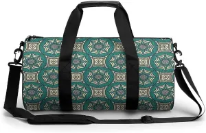 Gym Bag for Men Women Lightweight Sports Duffle Bag with Multiple Compartments Cylindrical Gym Bag for Fitness Travel And Outdoor Activities Ater Resistant Yoga Bag Training Bag Geometric Harmony