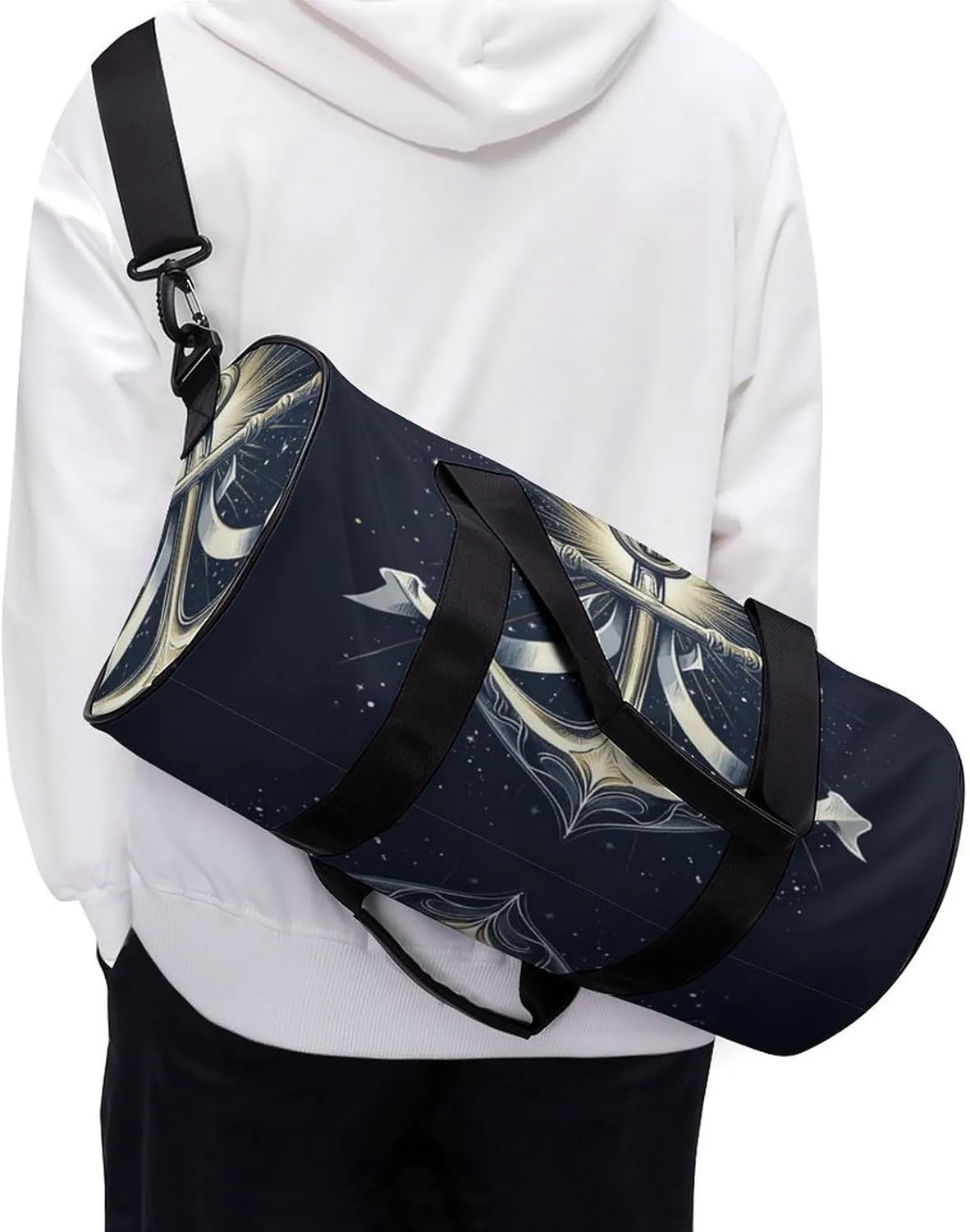 Gym Bag for Men Women Lightweight Sports Duffle Bag with Multiple Compartments Cylindrical Gym Bag for Fitness Travel And Outdoor Activities Ater Resistant Yoga Bag Training Bag Nautical Glow