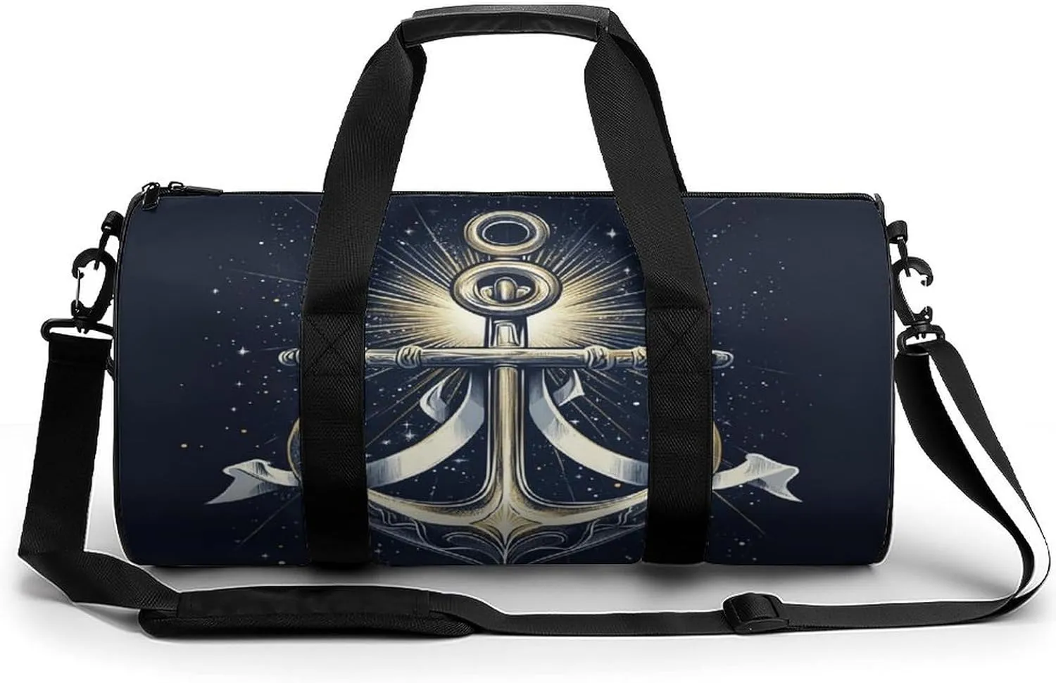 Gym Bag for Men Women Lightweight Sports Duffle Bag with Multiple Compartments Cylindrical Gym Bag for Fitness Travel And Outdoor Activities Ater Resistant Yoga Bag Training Bag Nautical Glow