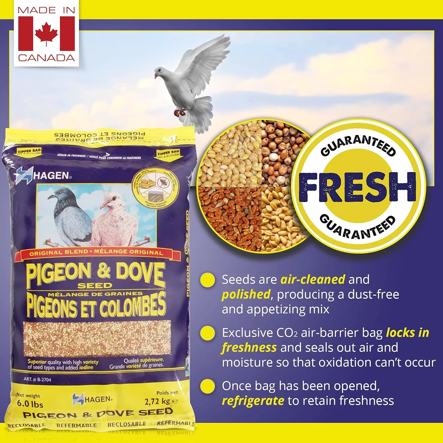 Hagen Pigeon & Dove Seed, Nutritionally Complete Bird Food, original version, 6 Pound (Pack of 1) (B2704)