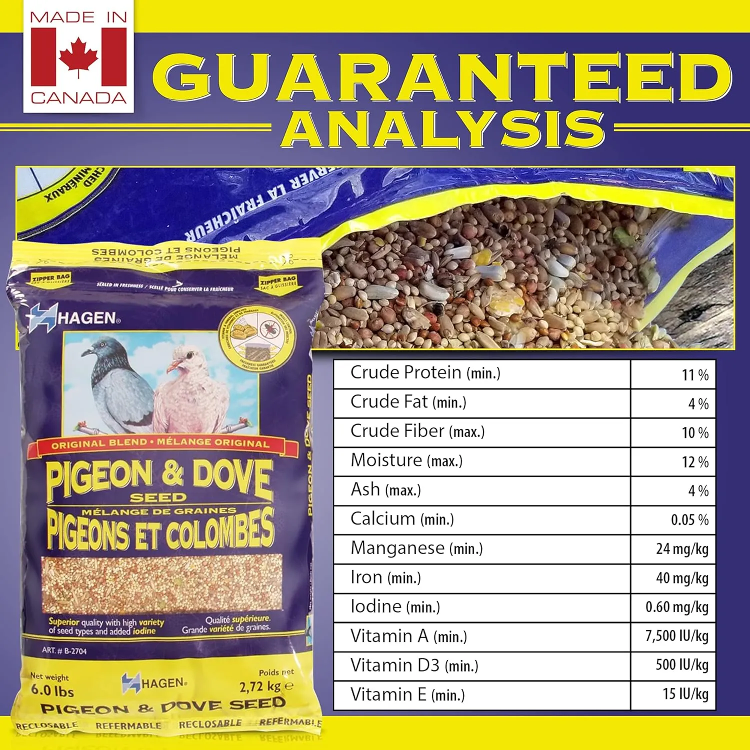 Hagen Pigeon & Dove Seed, Nutritionally Complete Bird Food, original version, 6 Pound (Pack of 1) (B2704)