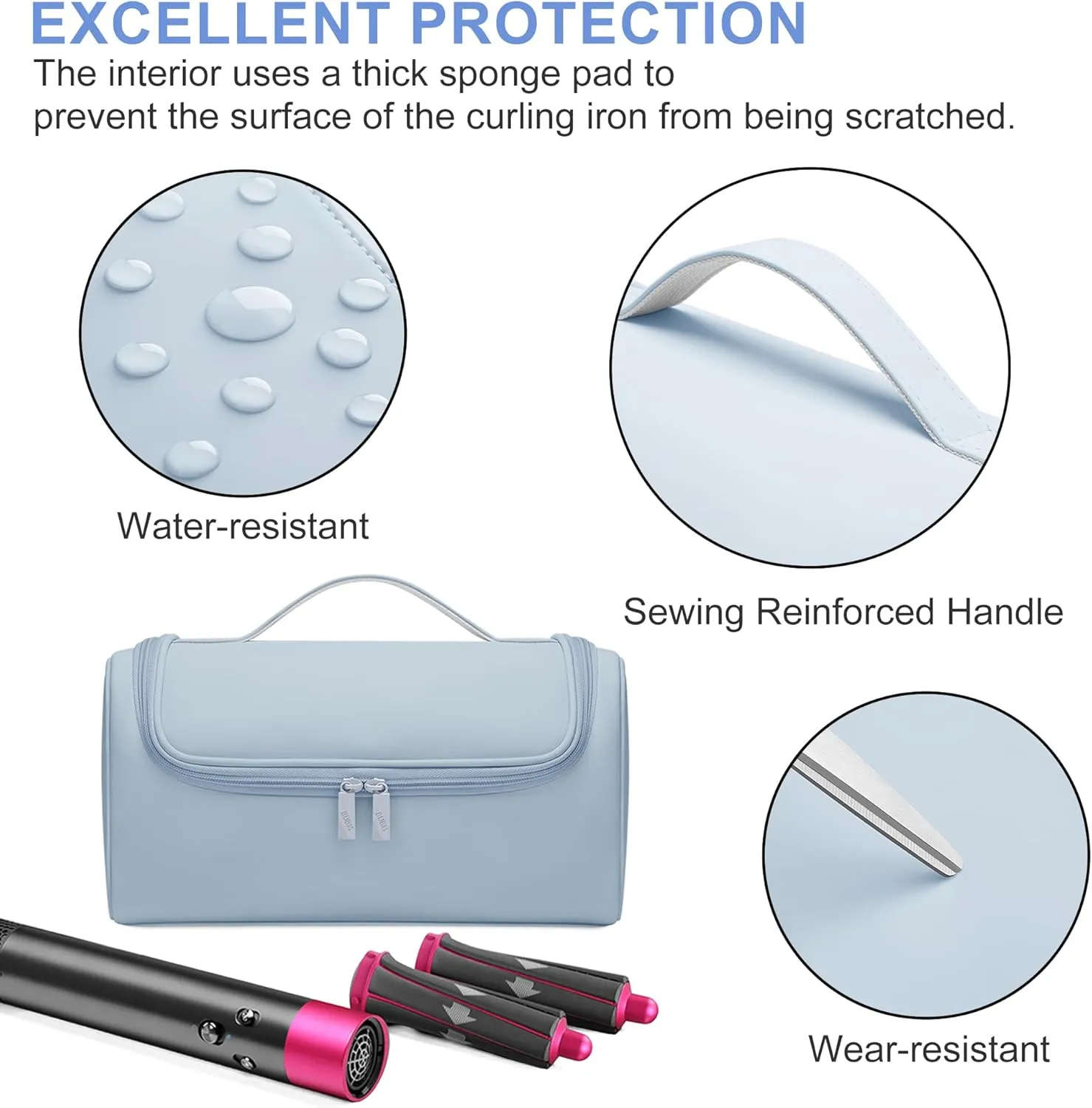 Hair Dryer Travel Case, Portable Hairdryer Storage Bag with Hanging Hook, Waterproof Hair Dryers Organizer Bags