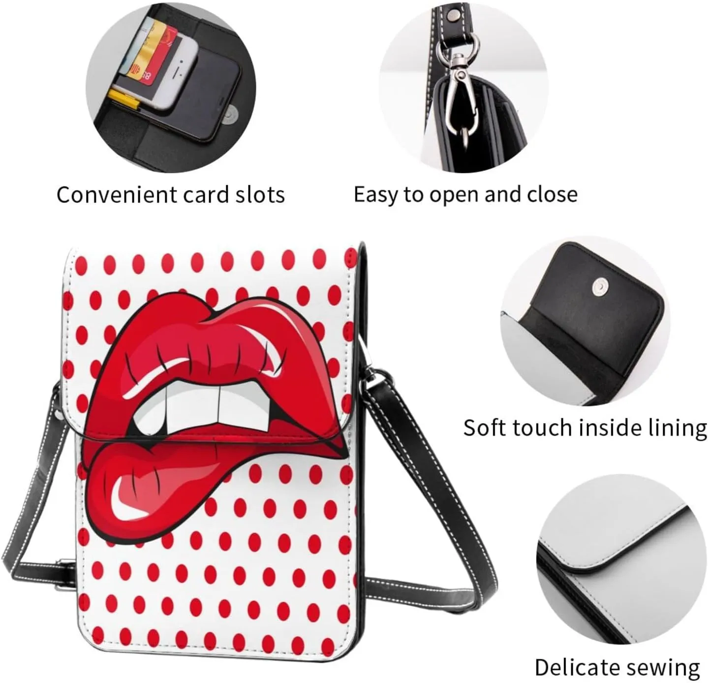 Halloween Bats and Flower Cell Phone Purse Small Crossbody Bags For Women Men Wallet Purses With Adjustable Strap