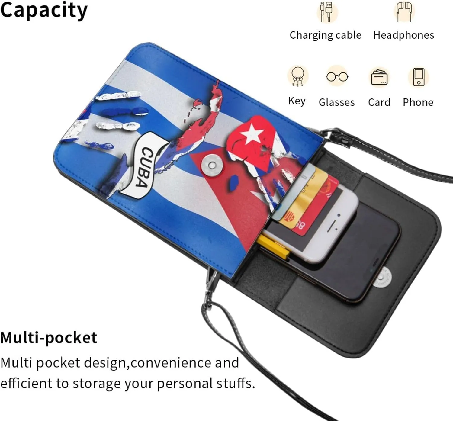 Halloween Witch Riding A Broom Cell Phone Purse Small Crossbody Bag For Women Men Wallet Purses With Adjustable Strap