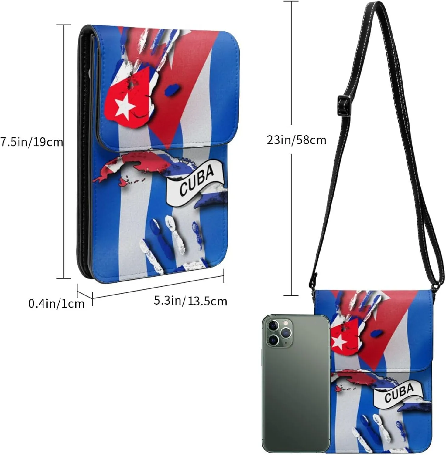 Halloween Witch Riding A Broom Cell Phone Purse Small Crossbody Bag For Women Men Wallet Purses With Adjustable Strap