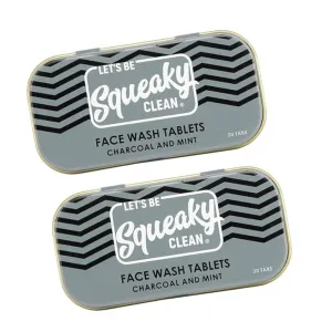 Hand Made 30 Unisex Face Wash Tablets (Charcoal And Mint) In Tin - Pack of 2 | For Healthy & Glowing Skin And Gentle Exfoliating Facial Cleanser | Travel & Pocket Friendly | Non-Toxic