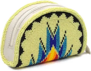 Handmade Beaded Coin Purse, Zippered Change Pouch for Women, Seed Beads Native American Style Beaded Coin Wallet, Boho bags, Wallets for her (Pastel Yellow)