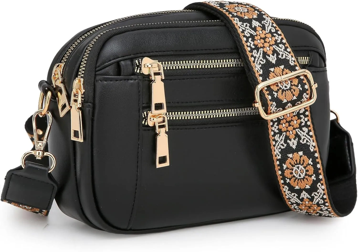 Handmade Colorful Straps Crossbody Leather Bags & Purse, Waterproof Multi-pocket Crossbody Bag for Women