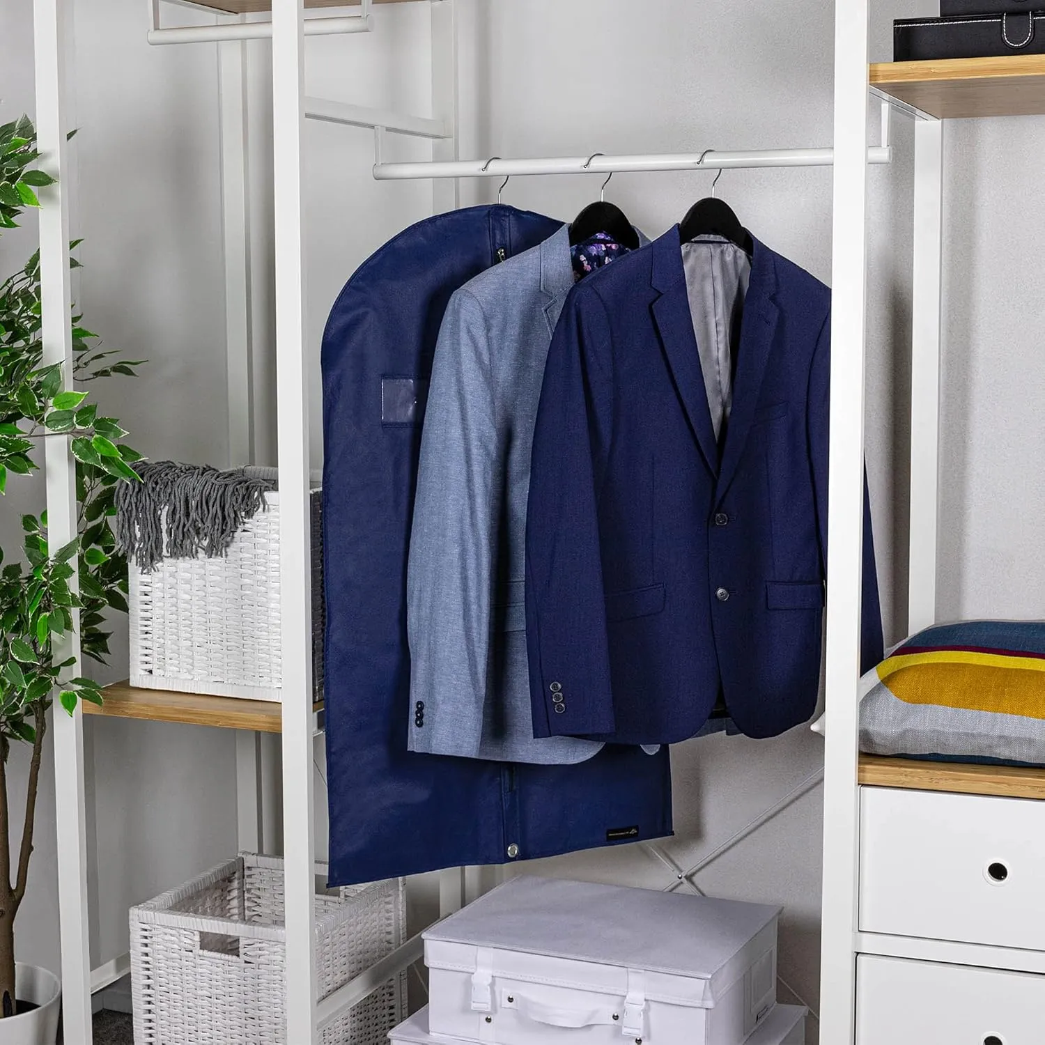 HANGERWORLD 40inch Garment Bag Suit Bags for Closet Storage Breathable Clothes Cover Dust Protector (3, Blue)