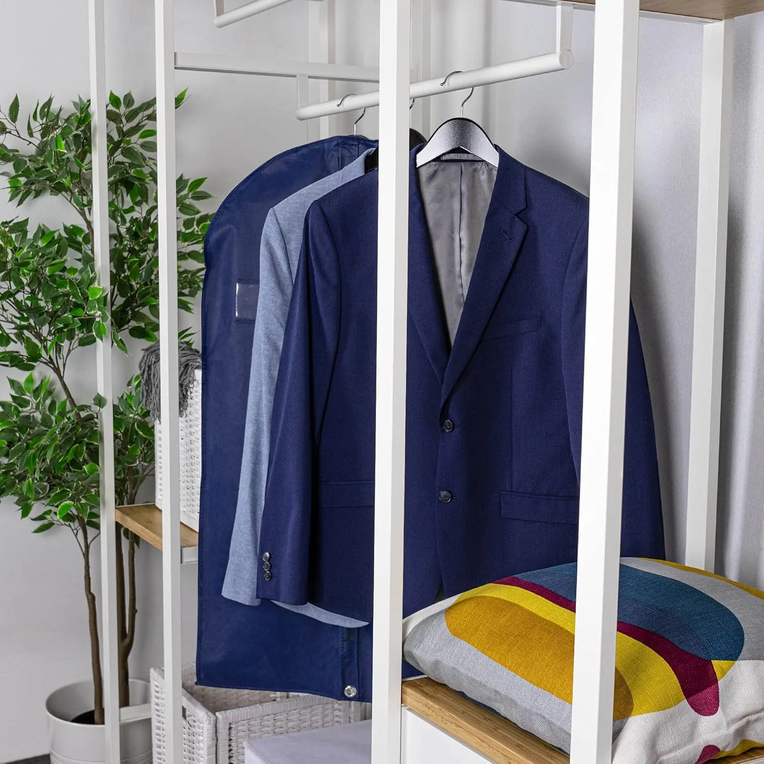 HANGERWORLD 40inch Garment Bag Suit Bags for Closet Storage Breathable Clothes Cover Dust Protector (3, Blue)