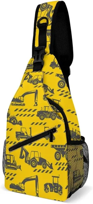 Heavy Equipment and Machinery Crossbody Bag Multipurpose Over Shoulder Sling Backpack Travel Chest Side Pouch Daypack