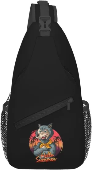 Hello Summer Handsome Wolf Crossbody Bags For Women Men Chest Backpack Gym Shoulder Bag Travel Outdoor Sports Casual Crossbody Bags