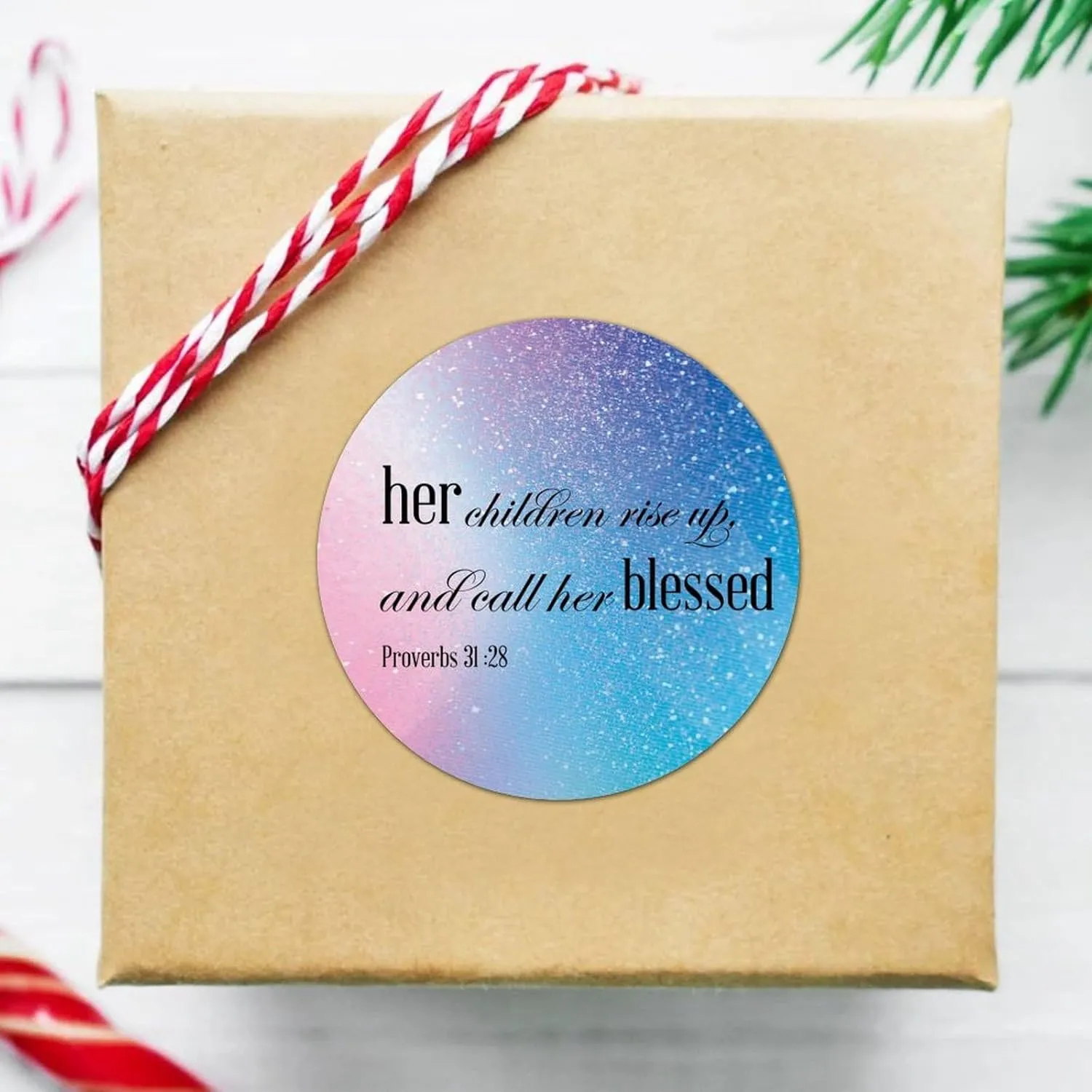 Her Children Rise Up And Call Her Blessed Mom Gifts from Kids Proverbs Labels Stickers,Quote Sticker for Laptop Envelope Seals Jar Water Bottles Goodie Bags Decoration Wedding Xmas Holiday Party Favor