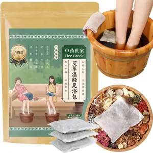 Herbal Foot Soak 20 Bags Chinese Herbal Wormwood Ginger 8 Dried Herbs Foot Bath for Women Special Period 400g/14.1oz 艾草温经足浴包 泡脚包