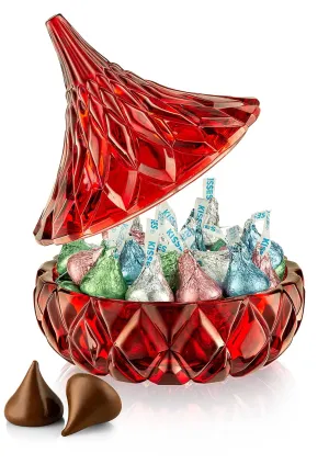 Hershey Easter Kisses - 1 Pounds Hershey Kisses with Red Crystal Hersheys Kiss Candy Dish - Individually Wrapped Hershey Kisses Milk Chocolate - Best Gift Idea (EASTER)
