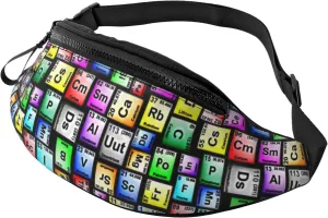 Hiking Fanny Pack Colored Periodic Table Elements Repeating Crossbody Waist Bag Lightweight Belt Bag
