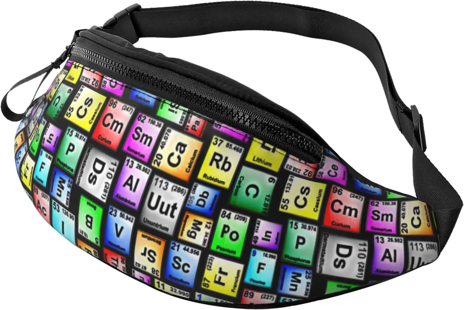 Hiking Fanny Pack Colored Periodic Table Elements Repeating Crossbody Waist Bag Lightweight Belt Bag