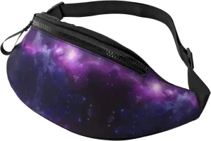 Hiking Fanny Pack Cosmic Purple Aurora Galaxy Crossbody Waist Bag Lightweight Belt Bag