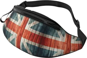 Hiking Fanny Pack England Flag Old Wooden Crossbody Waist Bag Lightweight Belt Bag