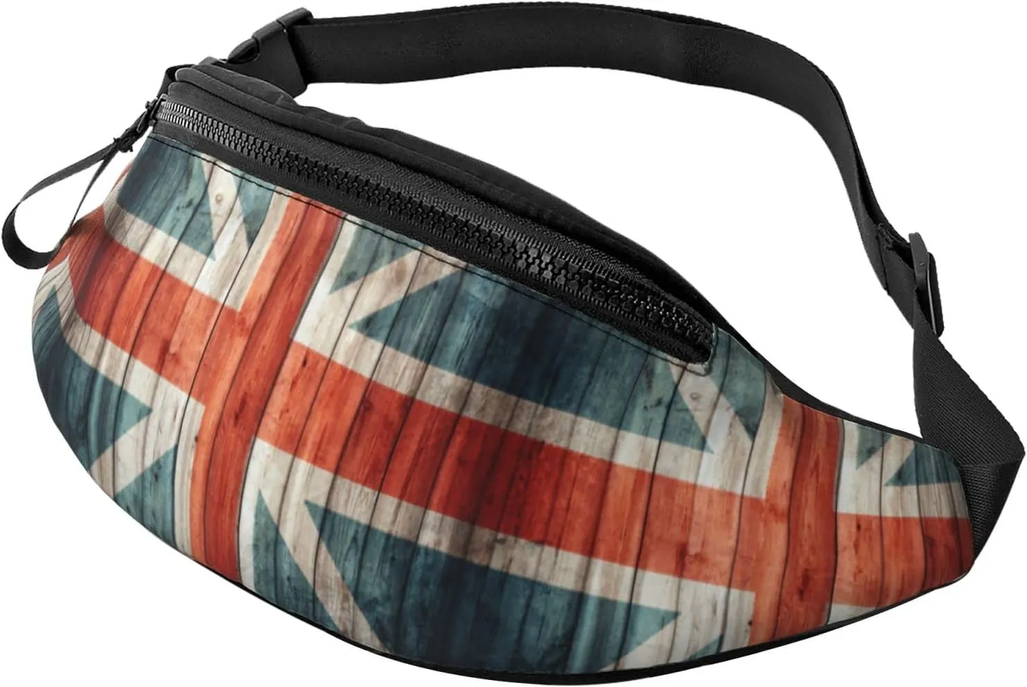 Hiking Fanny Pack England Flag Old Wooden Crossbody Waist Bag Lightweight Belt Bag