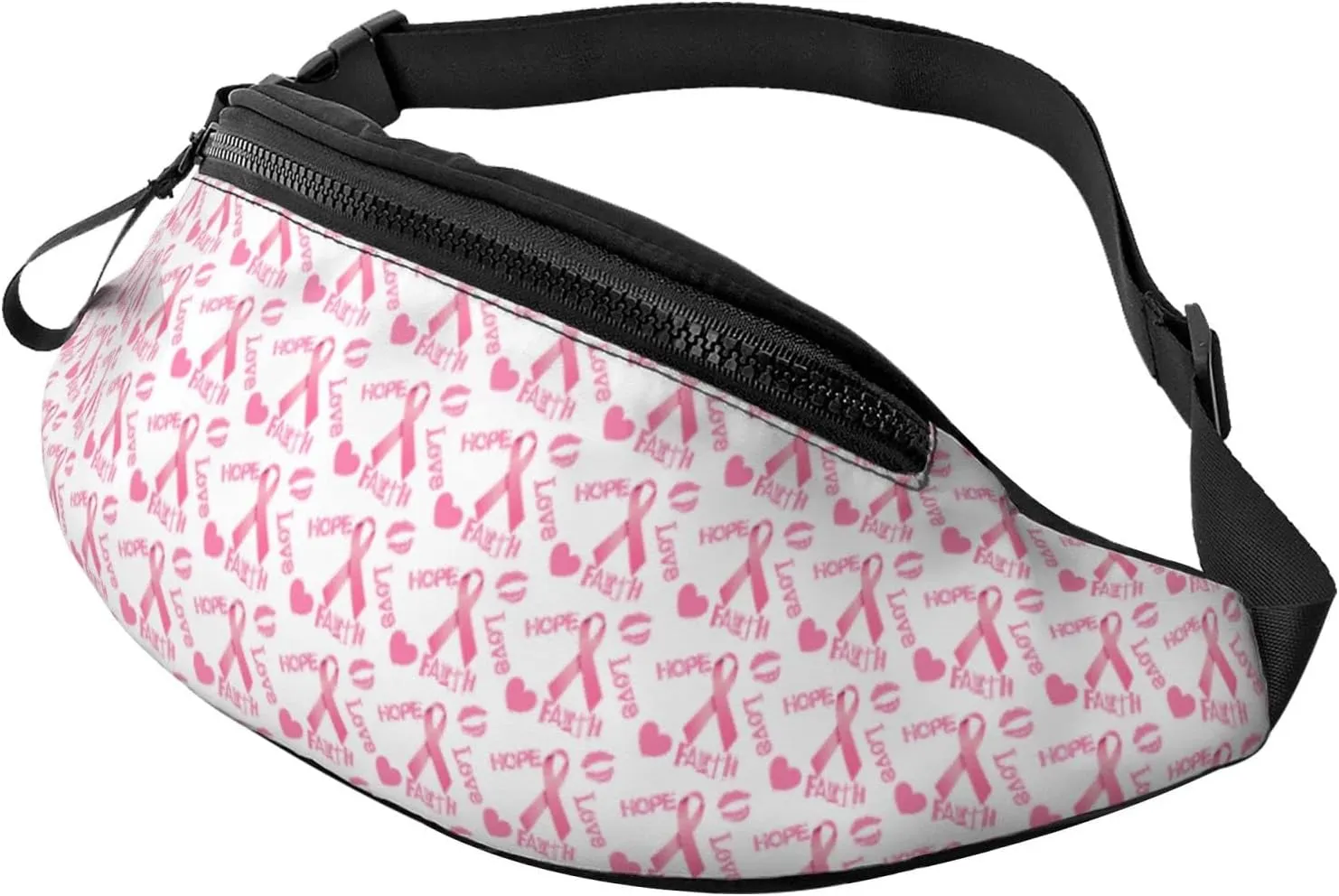 Hiking Fanny Pack Love Faith Breast Cancer Crossbody Waist Bag Lightweight Belt Bag