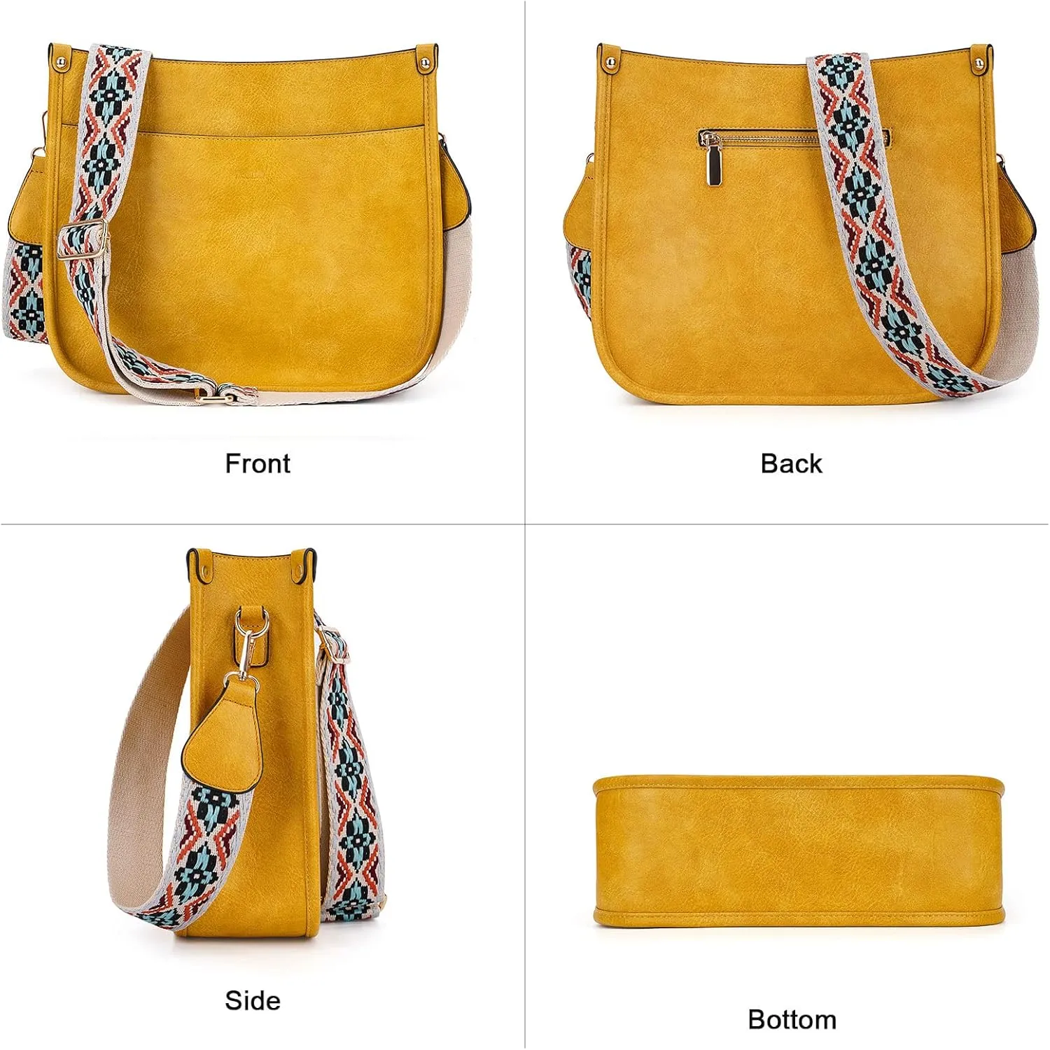 HKCLUF Crossbody Bags for Women Trendy Vegan Leather Hobo Handbags With 2PCS Adjustable Guitar Strap Shoulder Bucket Bags