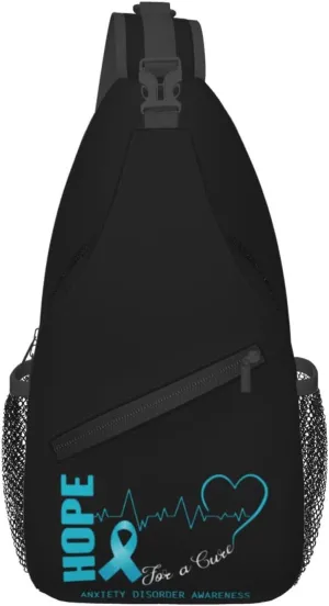 Hope For A Cure Anxiety Disorder Awareness Crossbody Bags For Women Men Chest Backpack Gym Shoulder Bag Travel Outdoor Sports Casual Crossbody Bags