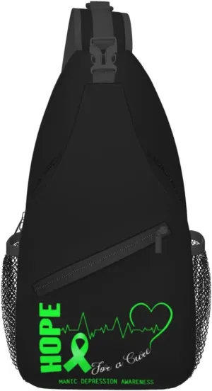 Hope For A Cure Manic Depression Awareness Crossbody Bags For Women Men Chest Backpack Gym Shoulder Bag Travel Outdoor Sports Casual Crossbody Bags