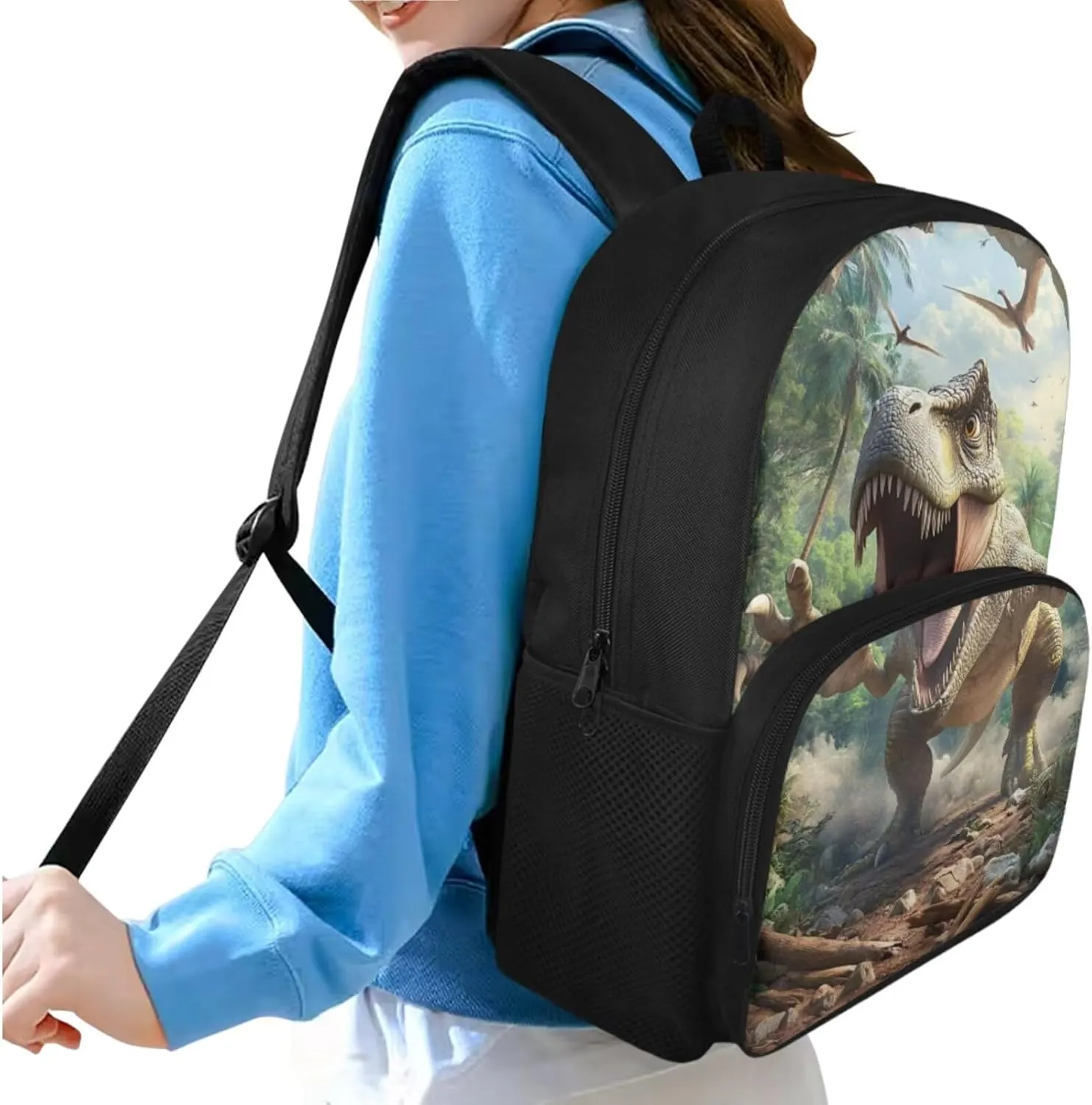 HUGS IDEA 3D Dinosaur Backpack for Toddler Boys 3-5 Large Capacity Kids School Bag 3-in-1 Bookbag Set with Lunch Box Pencil Case Lightweight Elementary Schoolbag Kids Travel Daypack