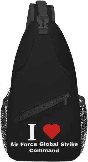 I love Air Force Global Strike Command Crossbody Bags For Women Men Chest Backpack Gym Shoulder Bag Travel Outdoor Sports Casual Crossbody Bags