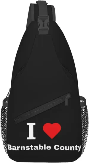 I Love Barnstable County Crossbody Bags For Women Men Chest Backpack Gym Shoulder Bag Travel Outdoor Sports Casual Crossbody Bags