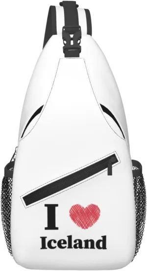 I Love Iceland Crossbody Bags For Women Men Chest Backpack Gym Shoulder Bag Travel Outdoor Sports Casual Crossbody Bags