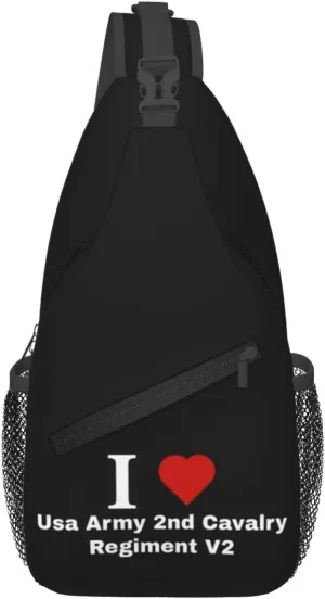 I love Usa Army 2nd Cavalry Regiment V2 Crossbody Bags For Women Men Chest Backpack Gym Shoulder Bag Travel Outdoor Sports Casual Crossbody Bags