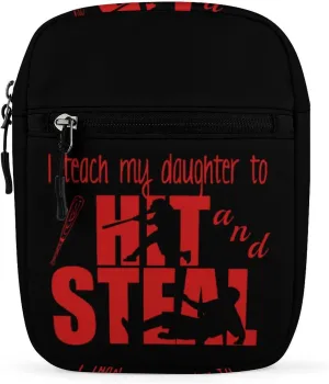 I Teach My Kids to Hit and Steal Casual Crossbody Bags for Women Men Mini Sling Purse Shoulder Messenger Bag