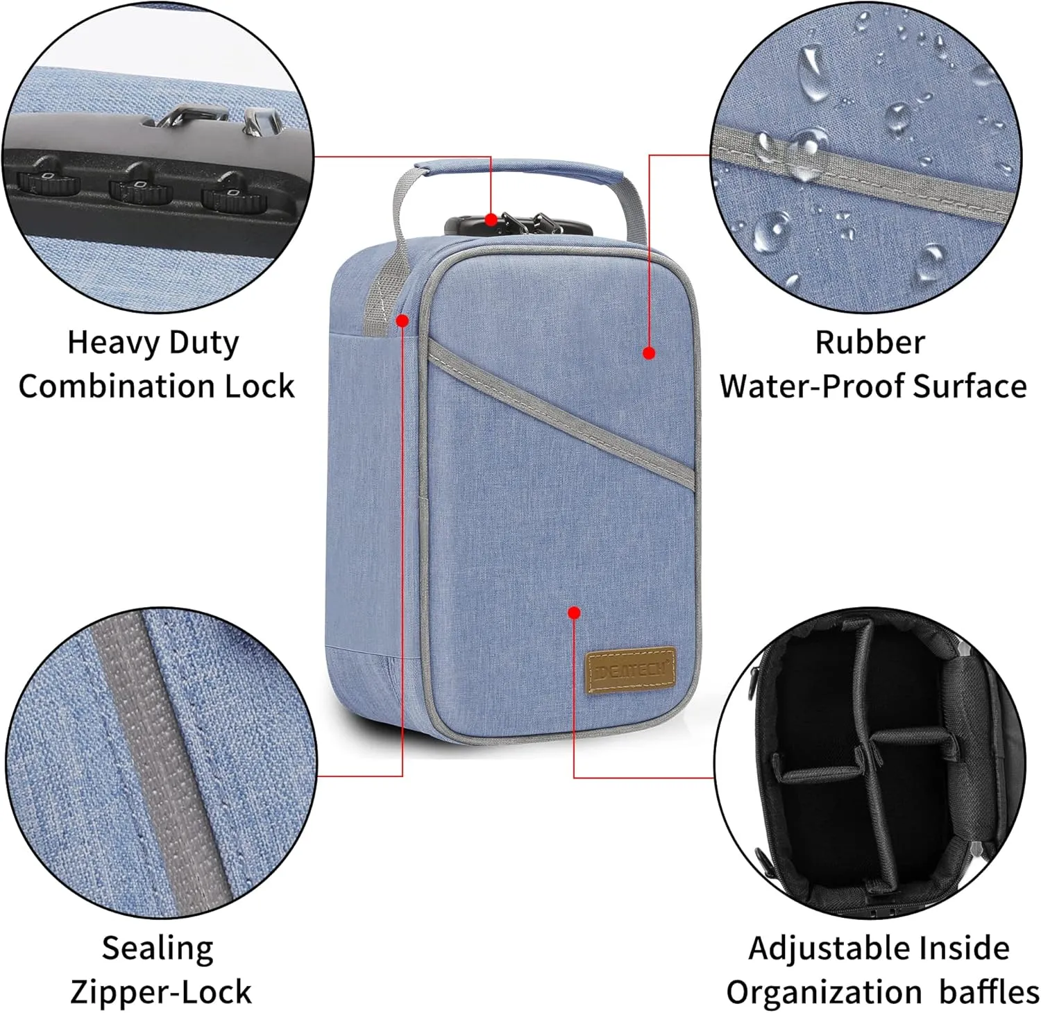 IDEATECH Smell Proof Bag, Stash Box Odor Proof, Smell Proof Containers with Lock, Odorless Travel Storage Bag, Home Organizer Case Lock Box with Accessories, Smell Proof Box Gift for Women/Men