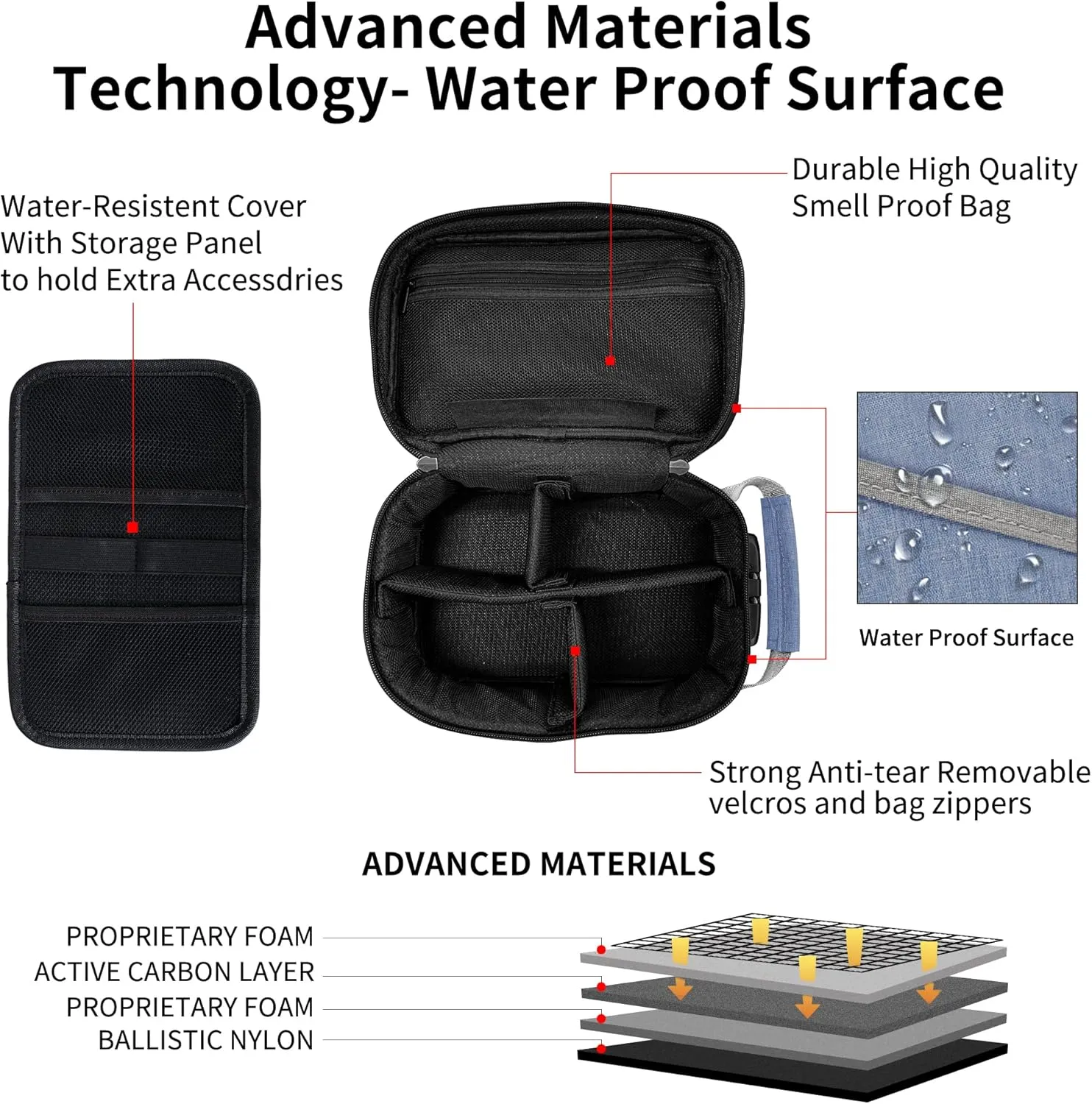 IDEATECH Smell Proof Bag, Stash Box Odor Proof, Smell Proof Containers with Lock, Odorless Travel Storage Bag, Home Organizer Case Lock Box with Accessories, Smell Proof Box Gift for Women/Men