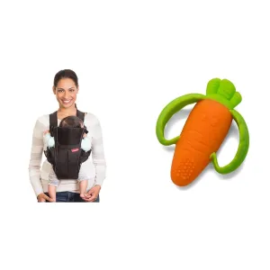 Infantino Swift Classic Carrier with Pocket, Wonder Bib & Lil' Nibbles Carrot Silicone Teether - 2 Ways to Carry, Pocket for Essentials, Teething Relief