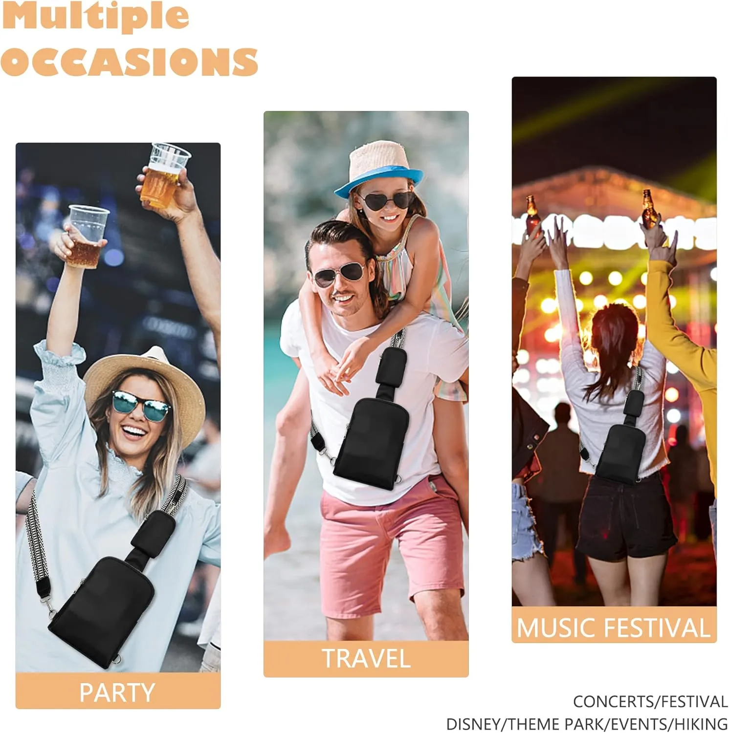INICAT Nylon Small Crossbody Bags for Women 1L Sling Bag for Men Shoulder Bag Fanny Pack Travel Essentials
