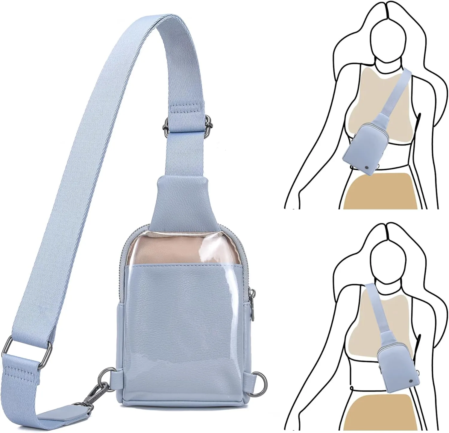 INICAT Sling Bag for Women Touchscreen Small Crossbody Cell Phone Purse Fanny Pack